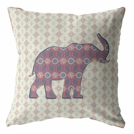 PALACEDESIGNS 16 in. Magenta Elephant Indoor & Outdoor Throw Pillow PA3656139